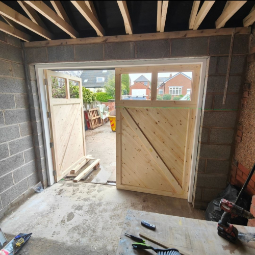 Custom garage door timber double glazed